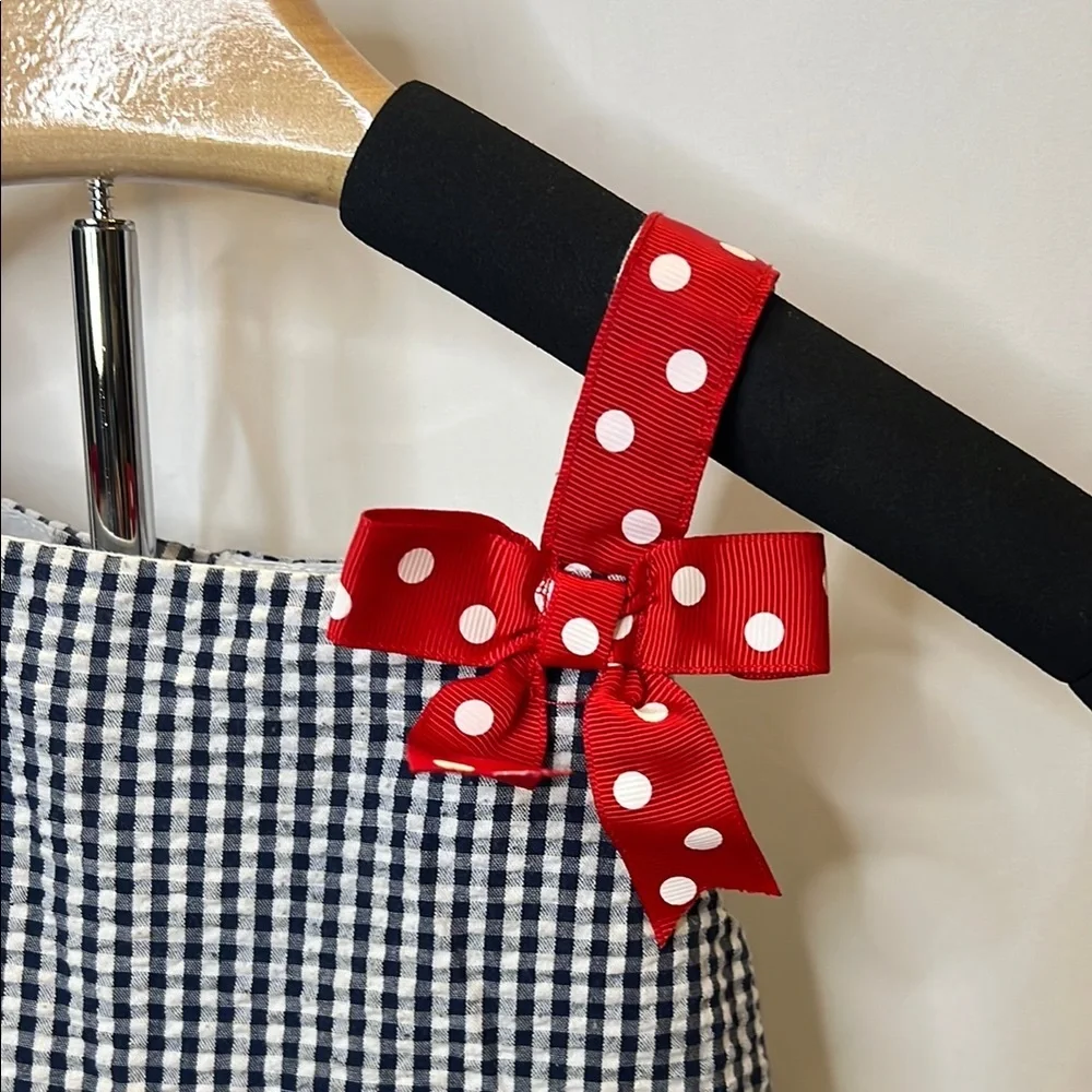 Rare Editions Black and White Gingham Dress with Red Accents